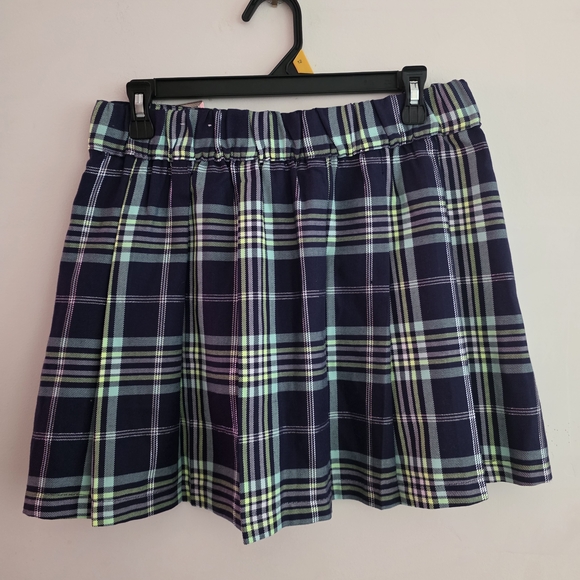 NWOT Justice Navy and Green Plaid Skater Skirt - Picture 4 of 8